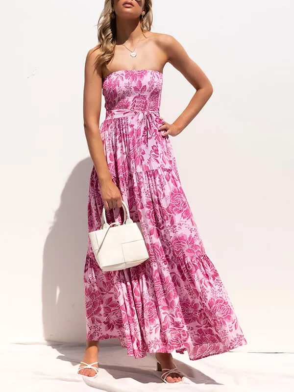 Airchics robe longue imprimé à fleurie avec ceinture bustier bohème de plage