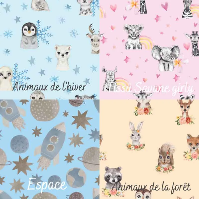 Attache-tétine prénom tissu imprimé au choix