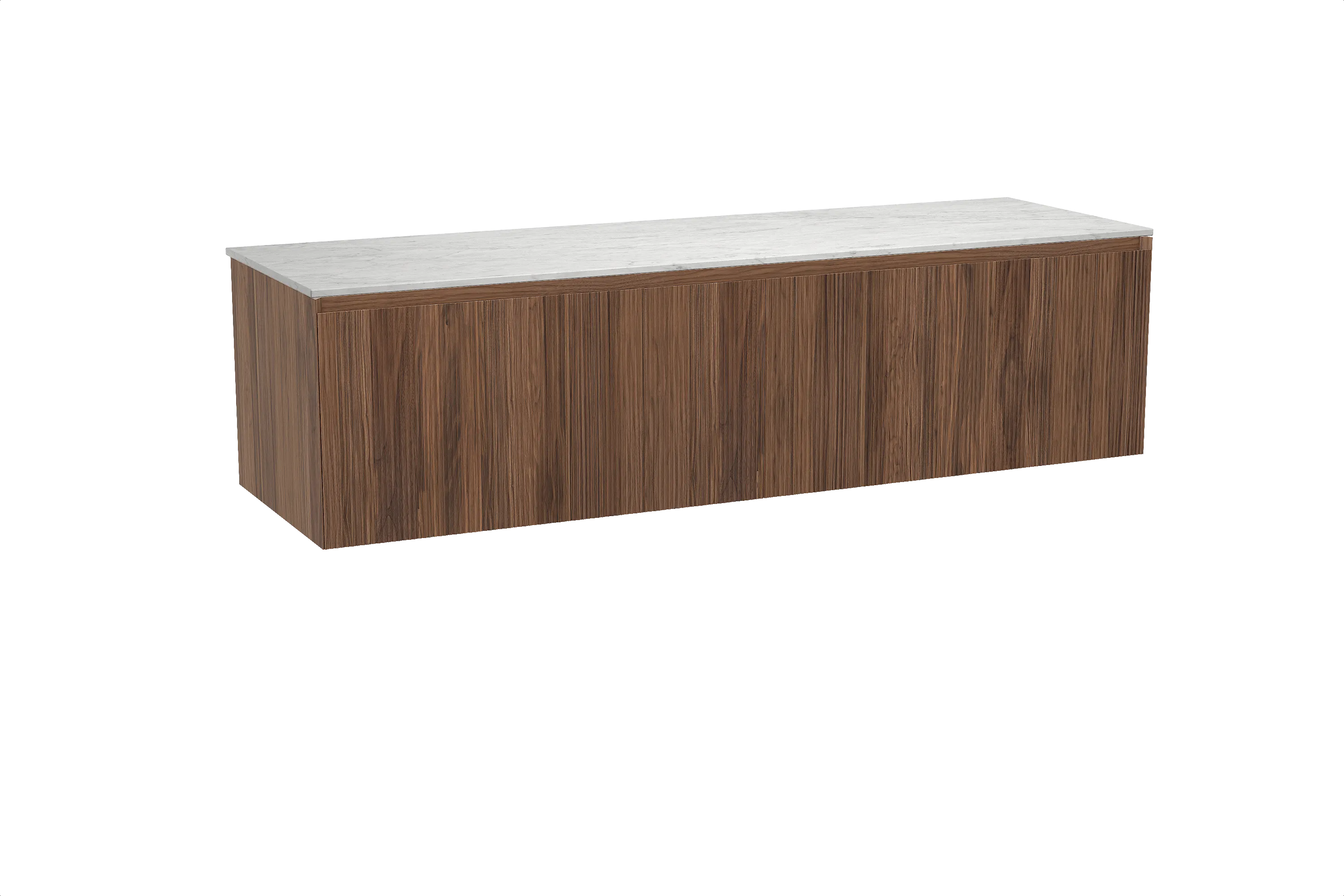 Balmani Fila meuble salle de bains suspendu 180 x 55 cm noyer avec Stretto tablette simple ou double en marbre carrare, Nervure 