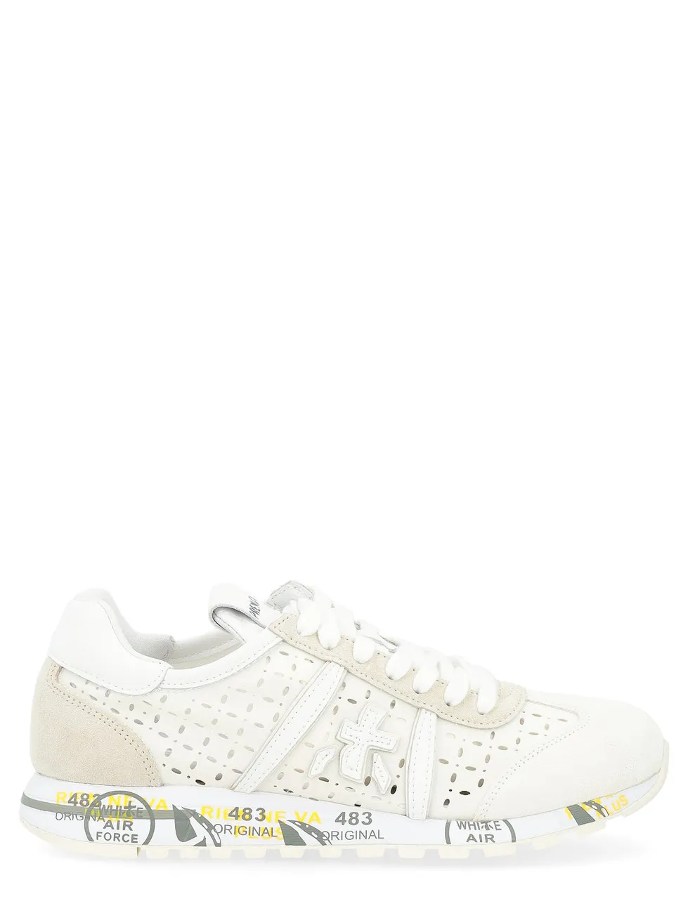 Baskets Premiata Lucyd en cuir perforé blanc