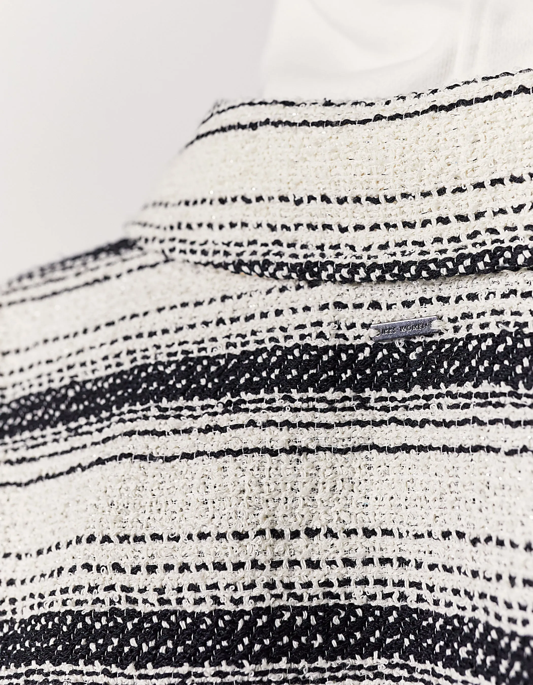 Black and White Striped Tweed Loose Women's Shirt