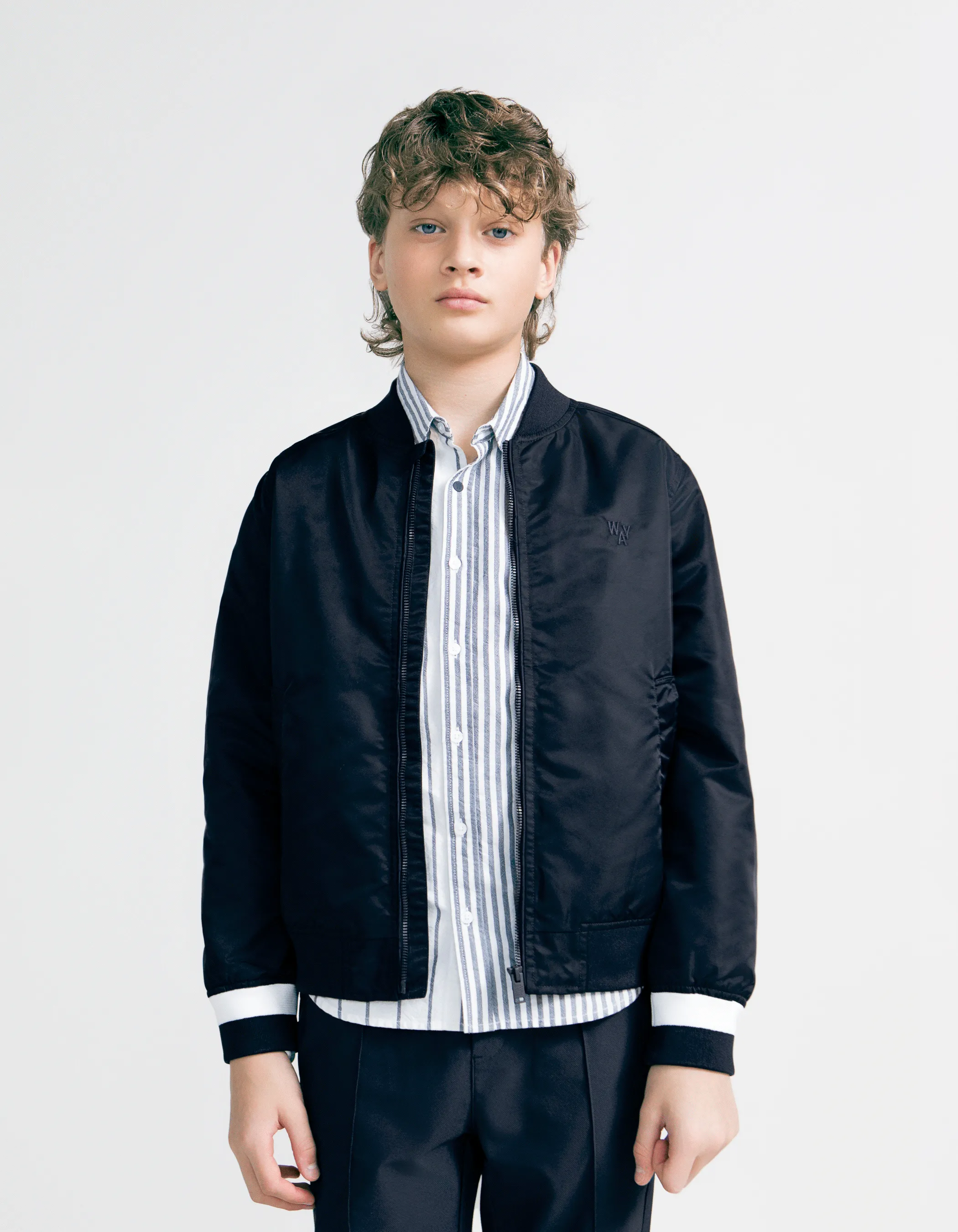 Bomber 2-en-1 marine et coupe-vent monogramme garçon