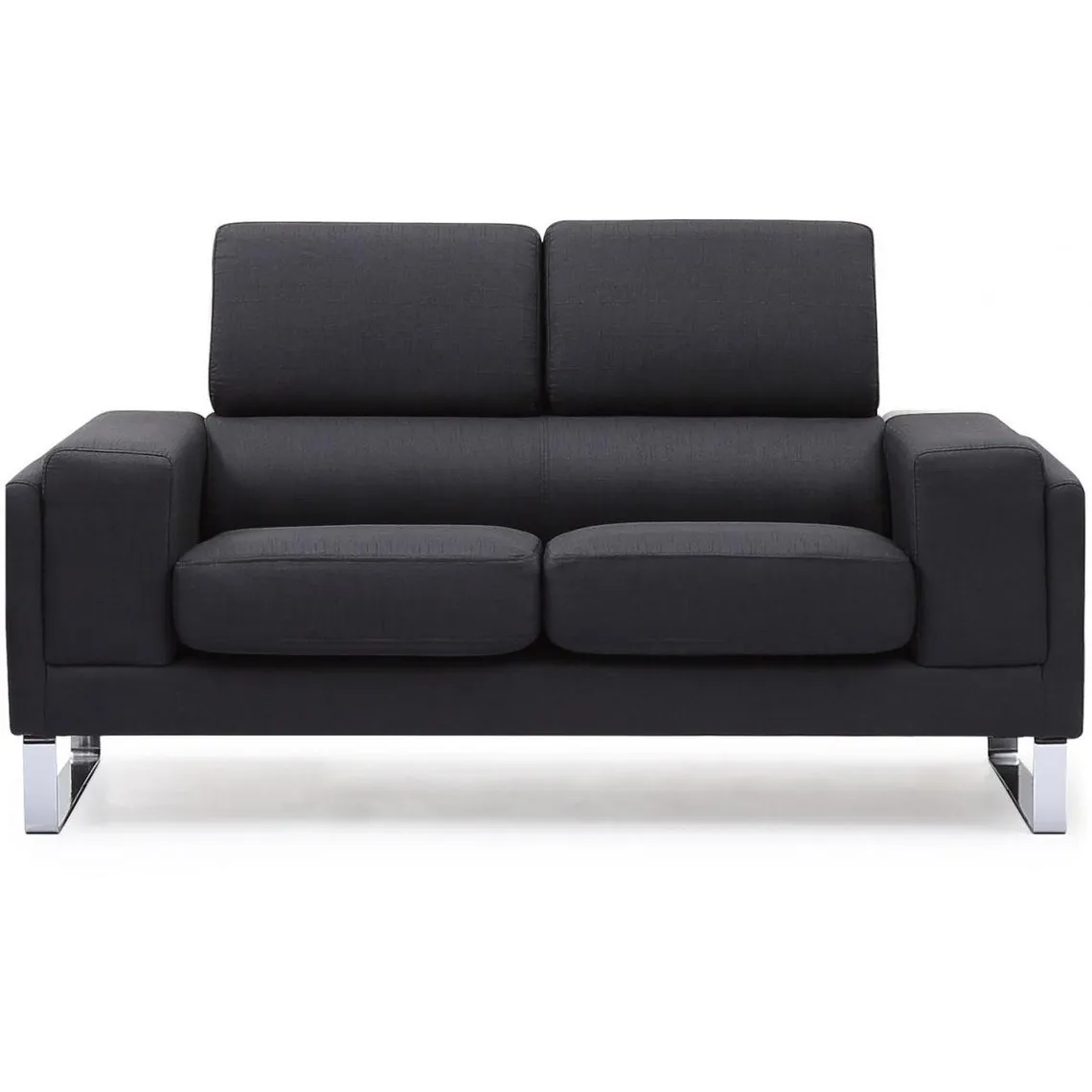 Canapé 2 Places Tissu Noir BATO | Canapé droit 3 SUISSES