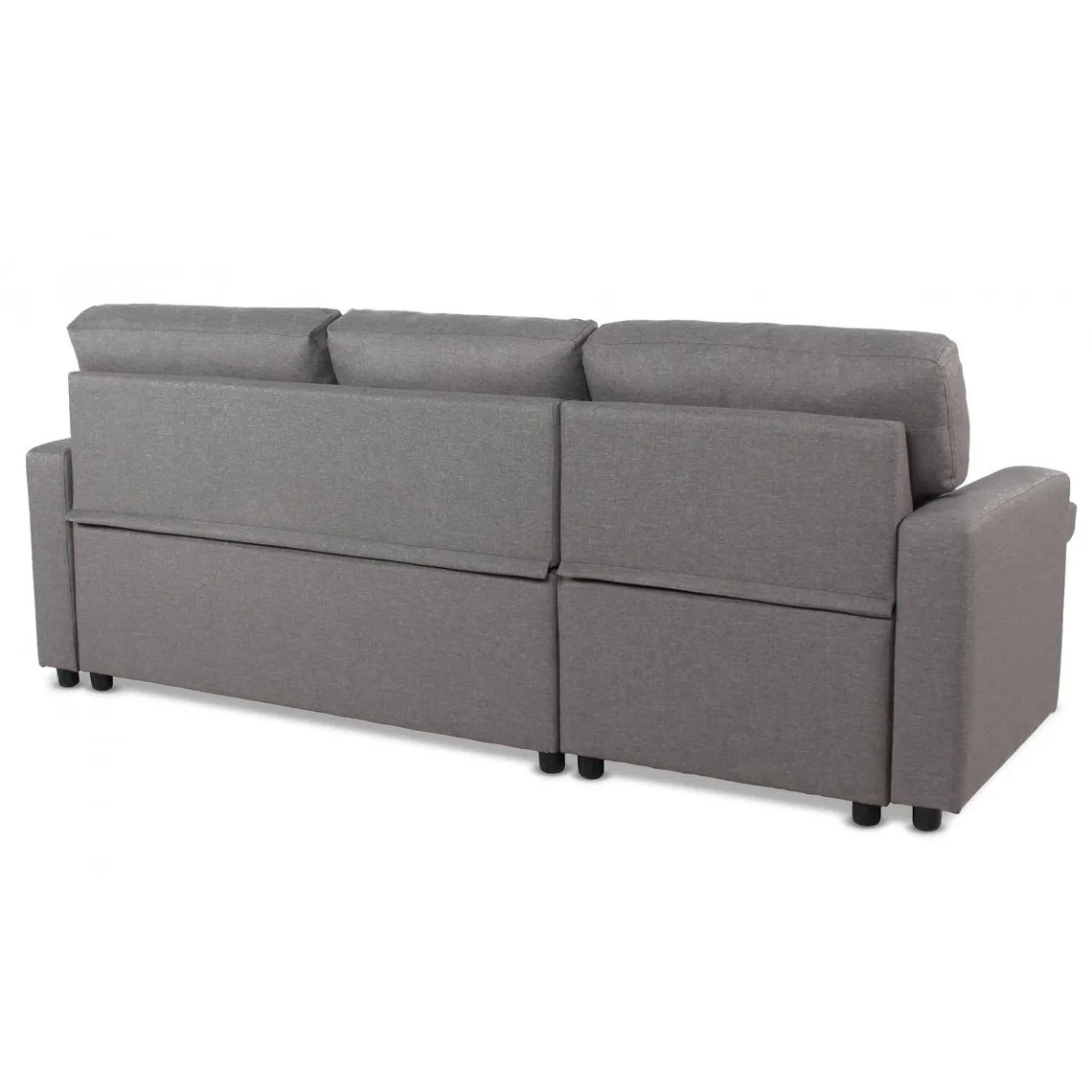 Canapé d'angle convertible BALEARES Tissu Gris clair | 3 Suisses