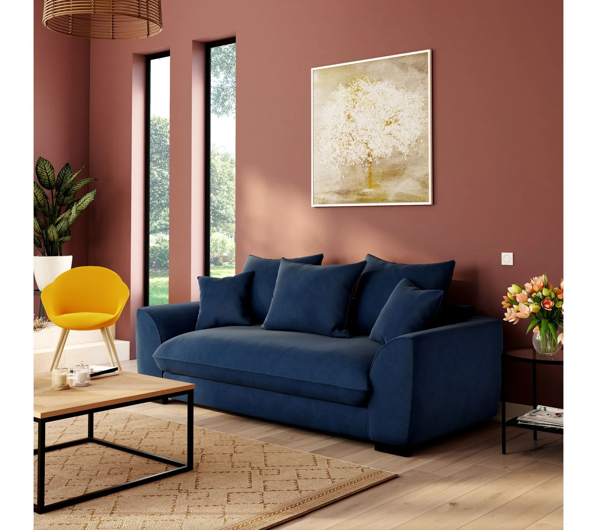 Canapé 3 places SAGA tissu trinity bleu nuit  30