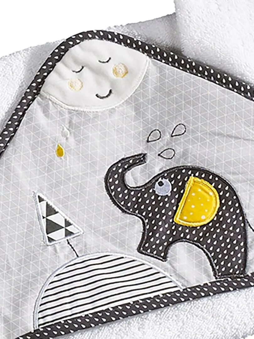 Babyfan Bath Cape and Washcloth Set (75 x 75 cm) - Gray.