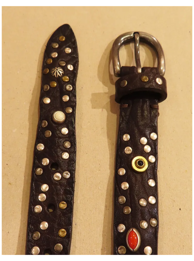 Ceinture clous et ornements vintage Post & Co marron foncé