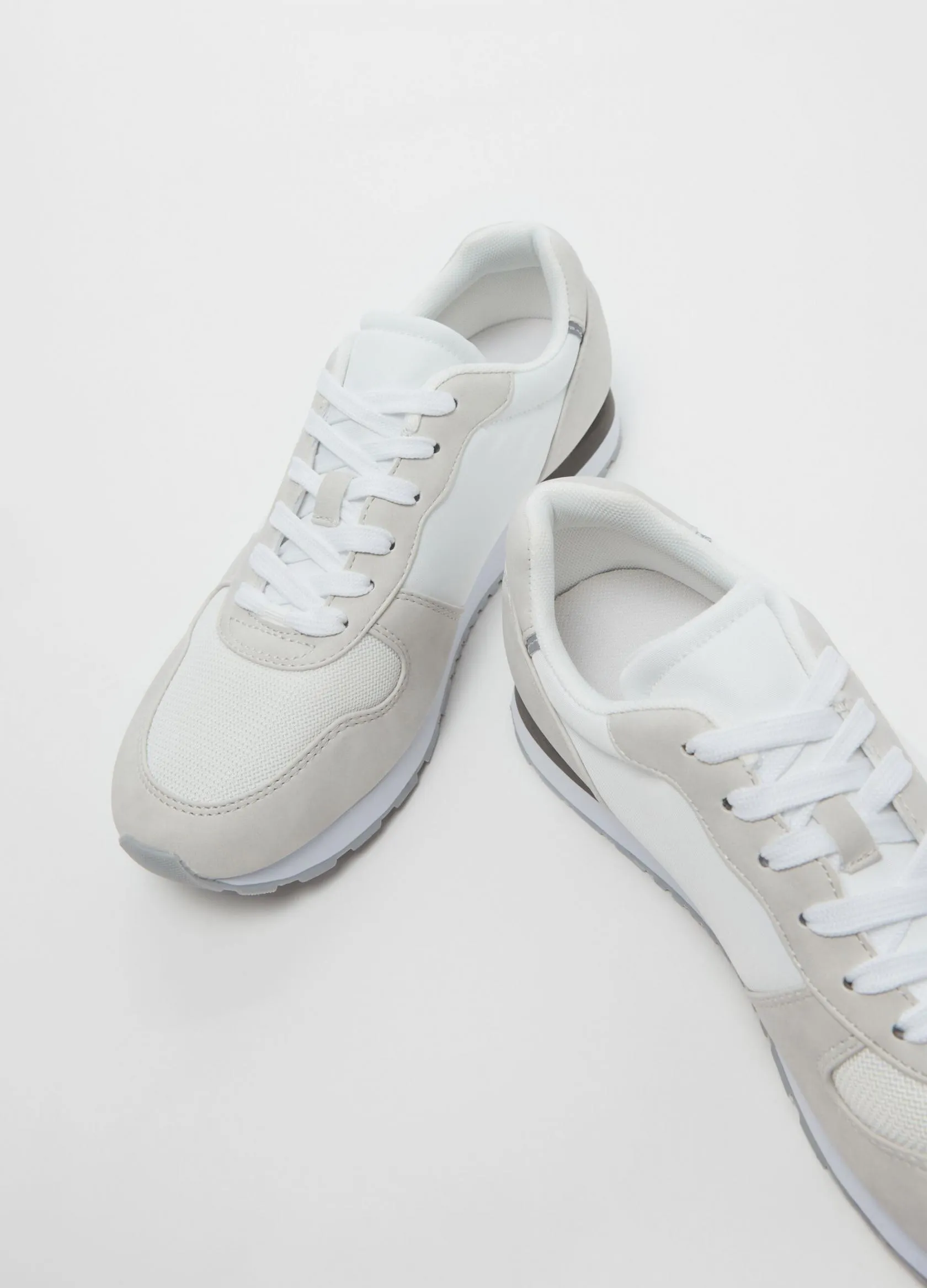 Chaussures Homme | Two-tone sneakers with faux suede inserts Blanc / Beige | OVS