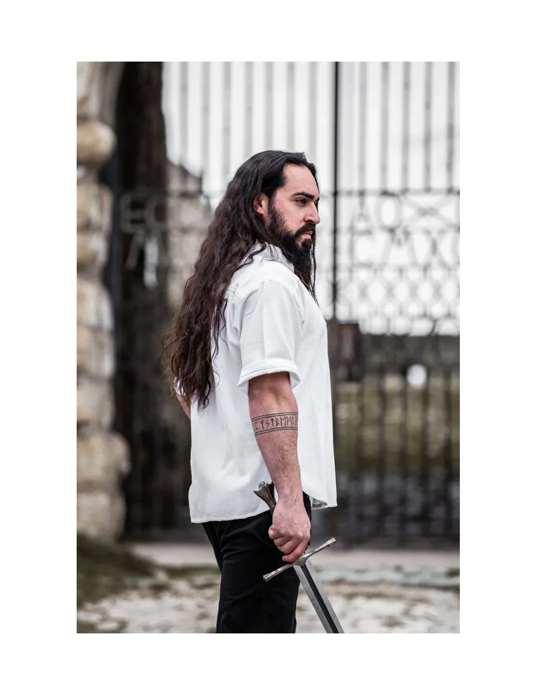 Medieval short-sleeved chemise with ties, white ⚔️ Sword Shop.