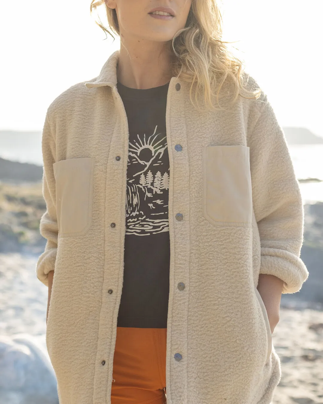 Chemise Oversize en Polaire Sherpa Recyclée Rappel - Avoine