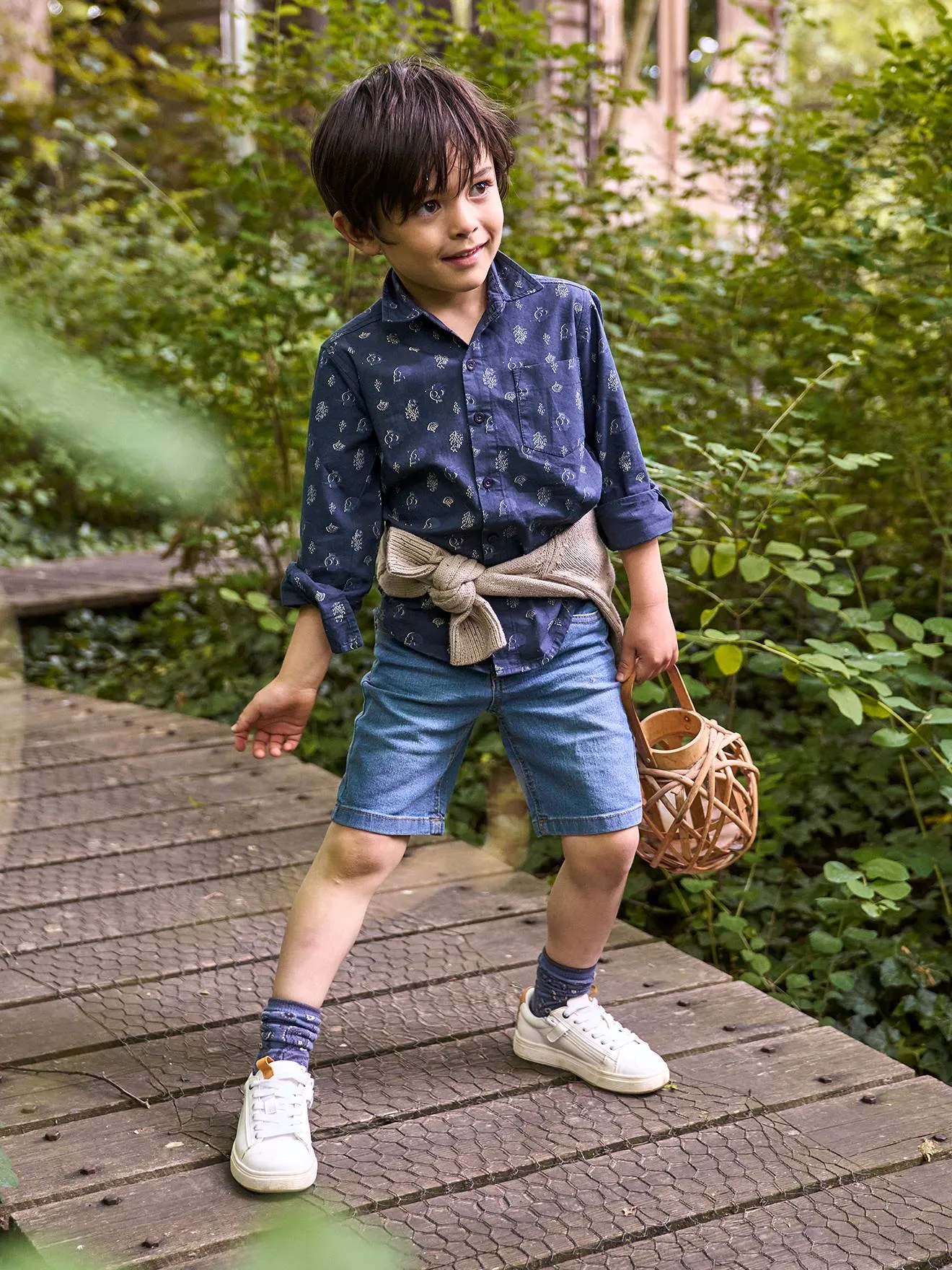 Dark Slate Blue Gypsy Boy Patterned Shirt - Vertbaudet