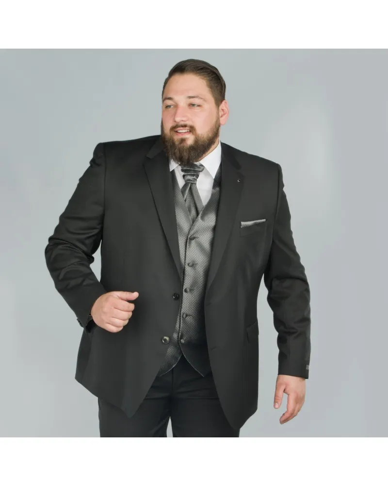 Digel Black Reda Plus Size Men's Suit Jacket - Size-factory;