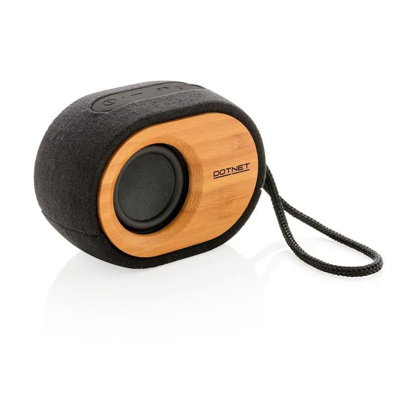 Enceinte bluetooth personnalisée en bambou et tissu écologique - BAMBOO X