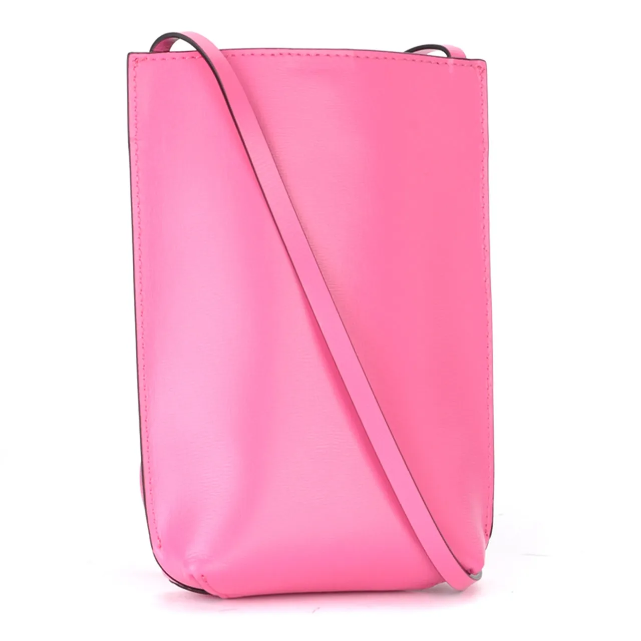 Ganni Mini sac à bandoulière en cuir rose carmin