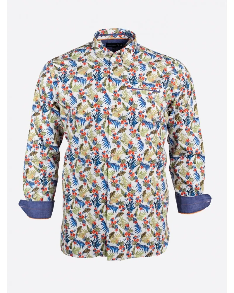Green Khaki Tropical Pattern Plus Size Shirt 1214 - Size-factory
