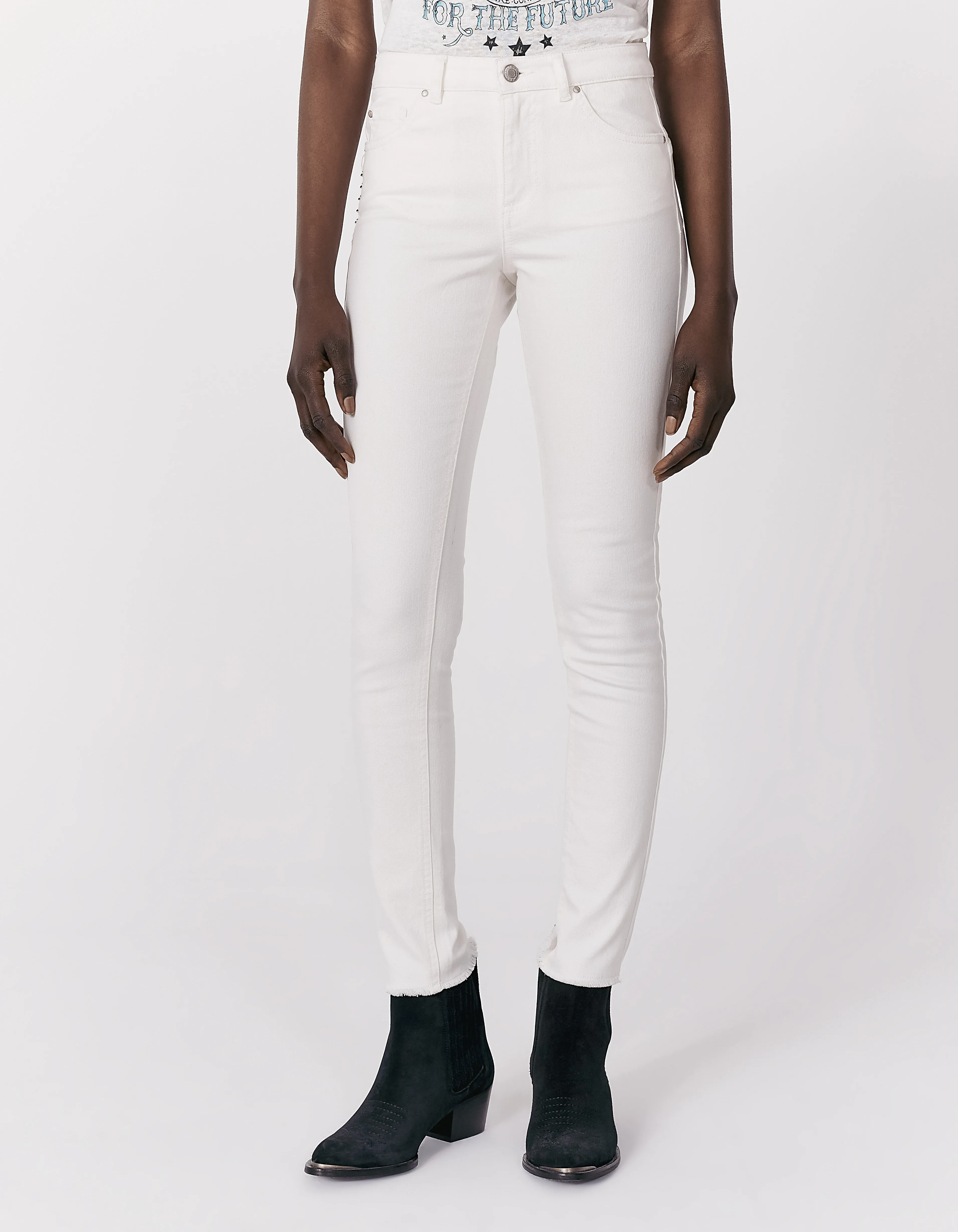 Jean slim écru regular waist coupe sculpt up recyclé femme