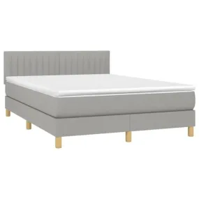 Lit à sommier tapissier avec matelas Gris clair 140x190cm Tissu - SALALIS - SP3641