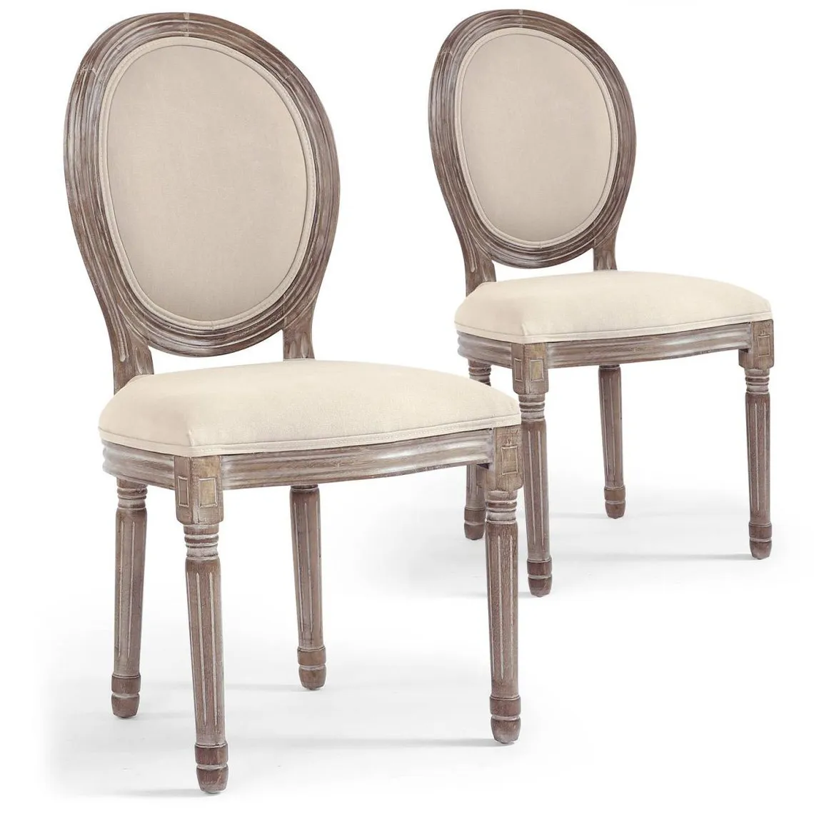 Lot de 20 chaises médaillon Louis XVI Tissu Beige | 3 Suisses