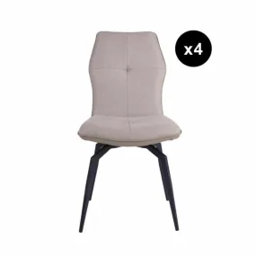 Lot de 4 chaises pivotantes avec assise en tissu et pieds en métal noir ANDY Taupe  | 3 Suisses