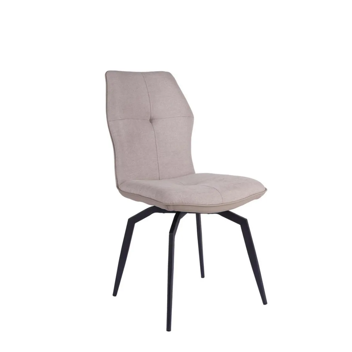 Lot de 4 chaises pivotantes avec assise en tissu et pieds en métal noir ANDY Taupe  | 3 Suisses