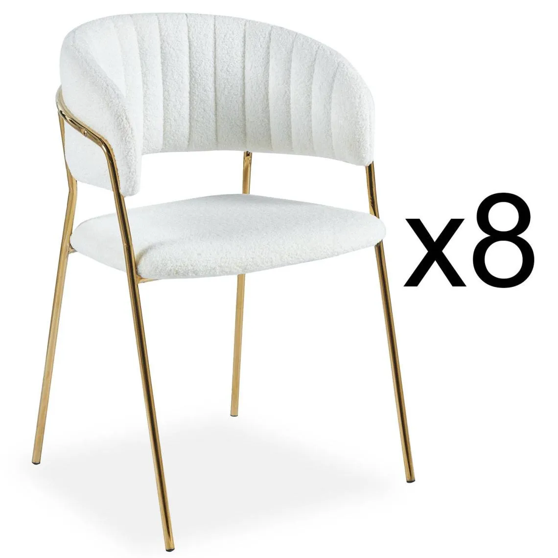Lot de 8 chaises Tabata Tissu Bouclette Crème | 3 Suisses