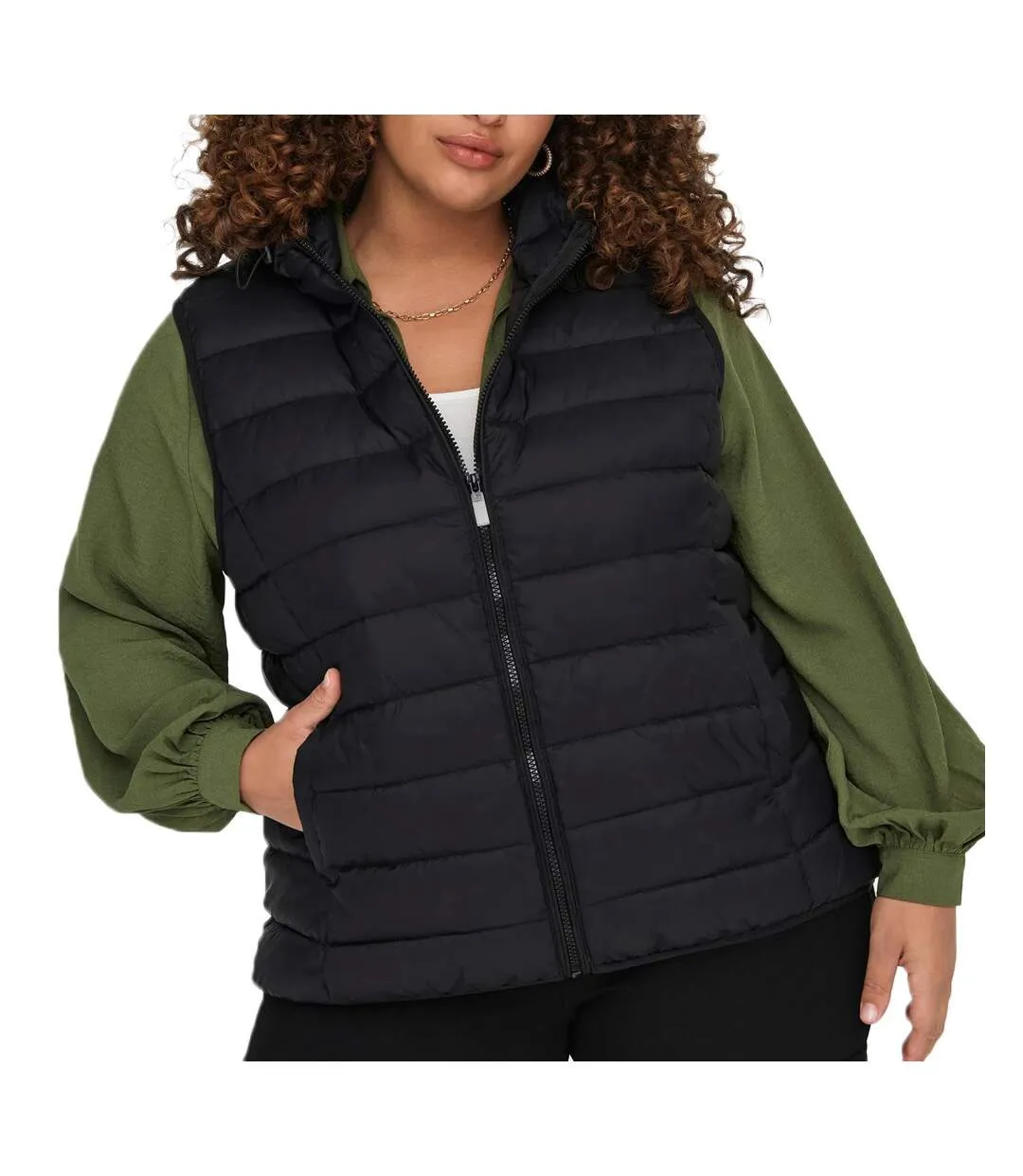 Only Carmakoma Carnew Women's Black Sleeveless Puffer Jacket