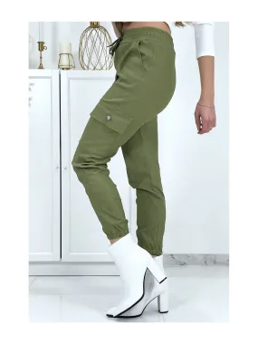 Khaki Stretch Cargo Pants with Pockets