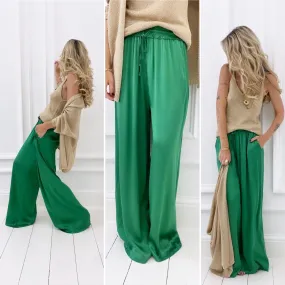 Pantalon vert satiné
