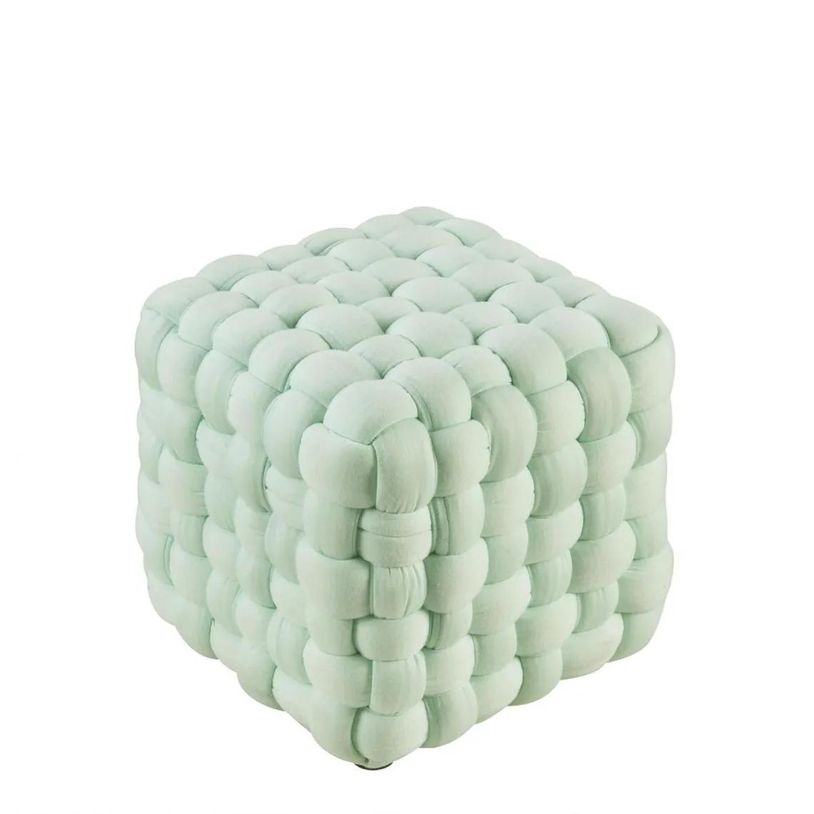 Pouf carré en tissu tressé TINA Bleu | 3 Suisses