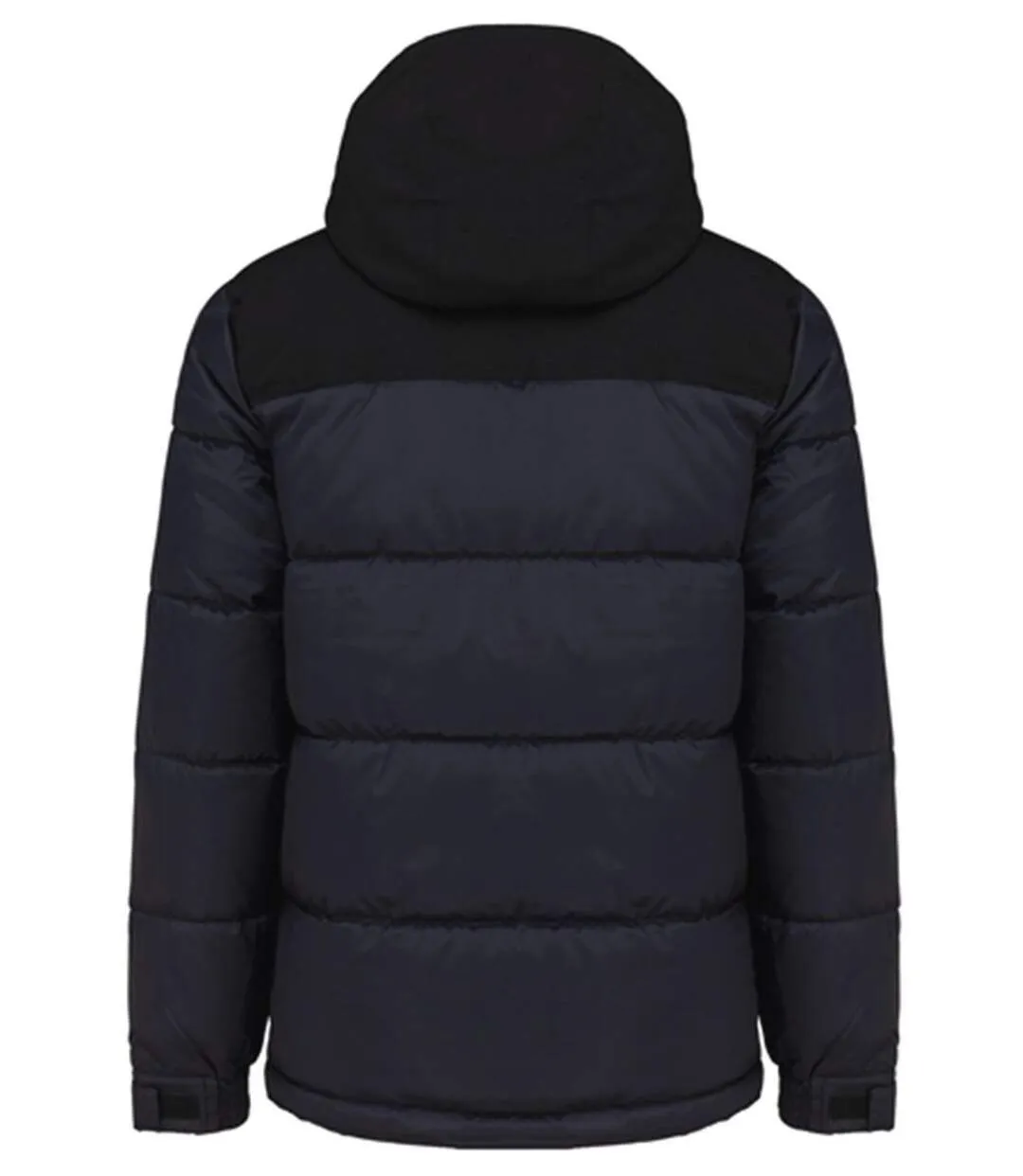 Puffer Jacket with Hood - Two-Tone - Unisex - K6163 - Navy Blue and Black