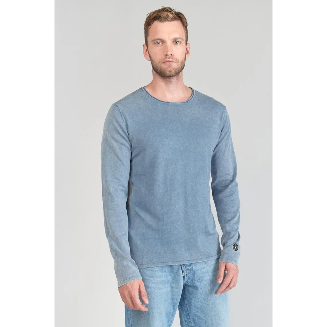 Pull Bivor bleu-gris délavé en coton | 3 Suisses