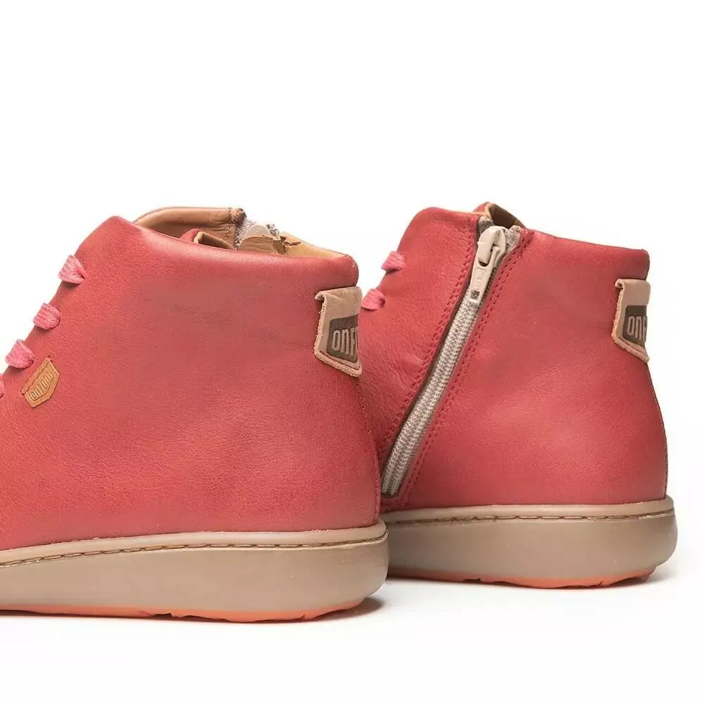 Red leather mid-top sneakers On Foot.