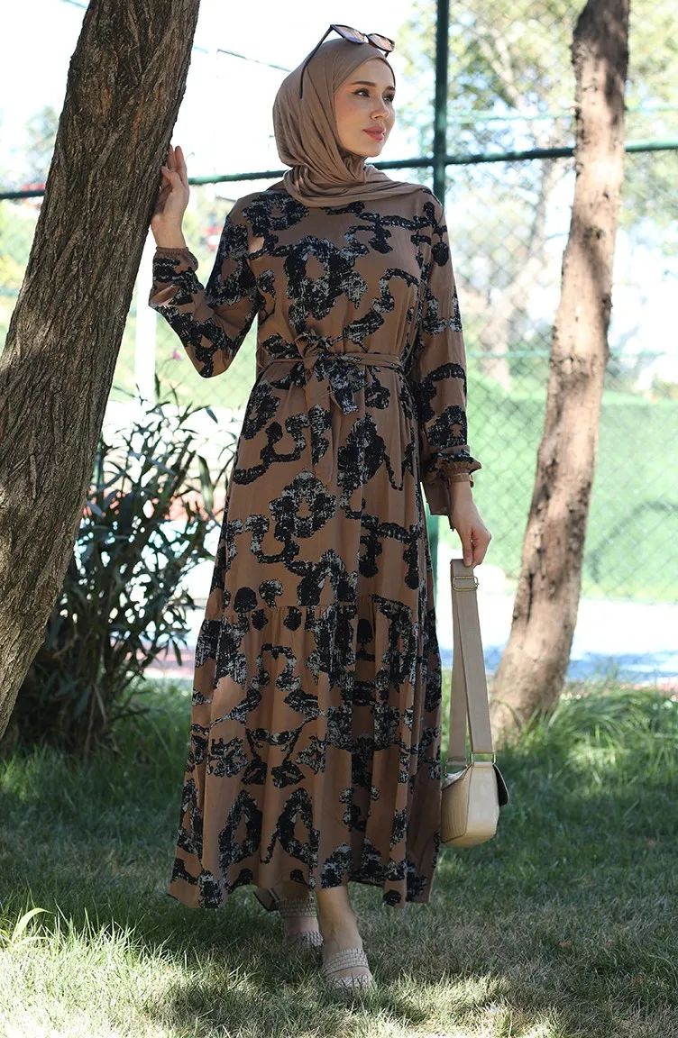 Robe Viscose à Motifs 81872A-02 Vison 81872A-02