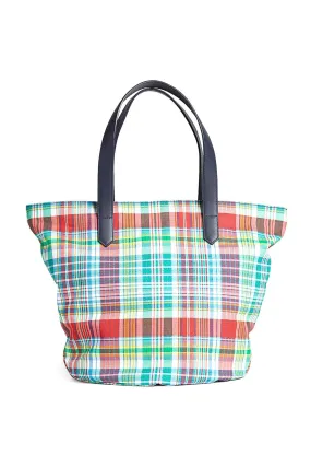 Sac fourre-tout madras vert et rouge pour femme