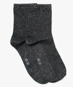 shiny black plain women's socks standard socks