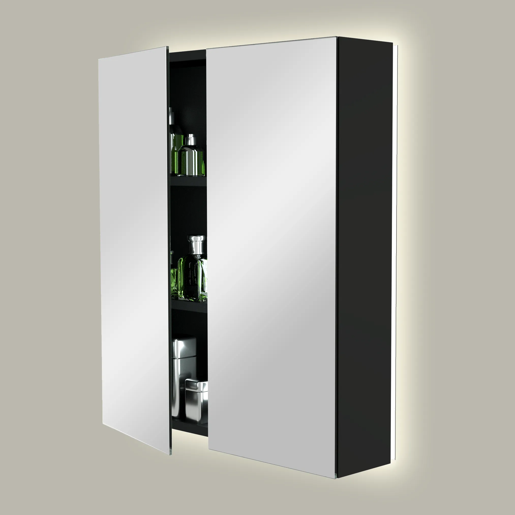 Storke Reflecta armoire de toilette lumineuse 65 x 75 cm noir mat