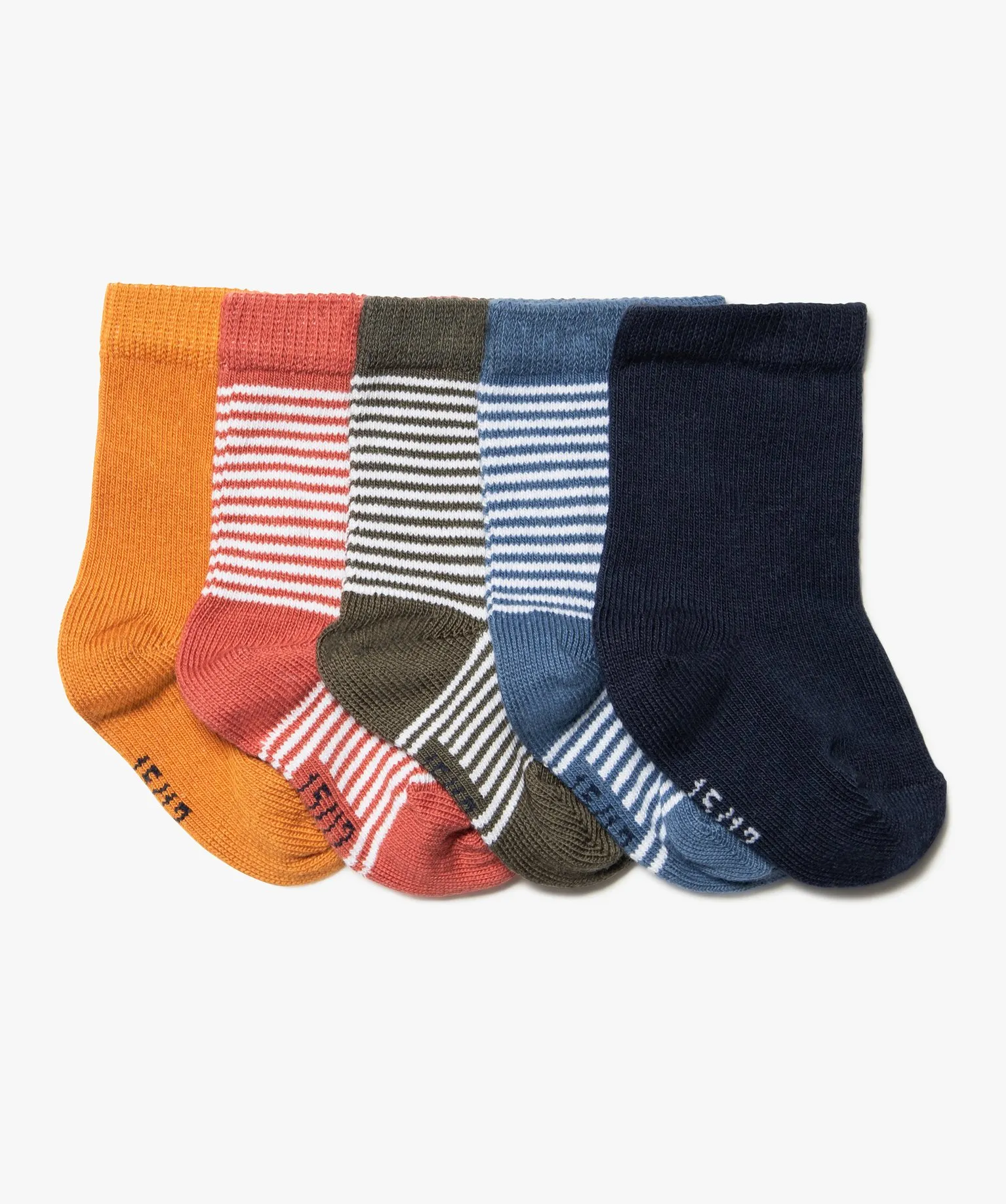 Striped Baby Socks Set of 5 Blue Standard Socks