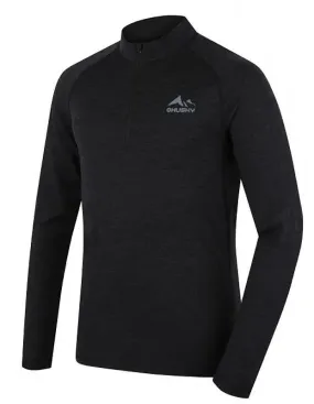 T-shirt Husky Merino Merow Zip LS - Black - men´s