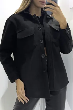 Thick Soft Ultra Black Over-Shirt with Pockets.
