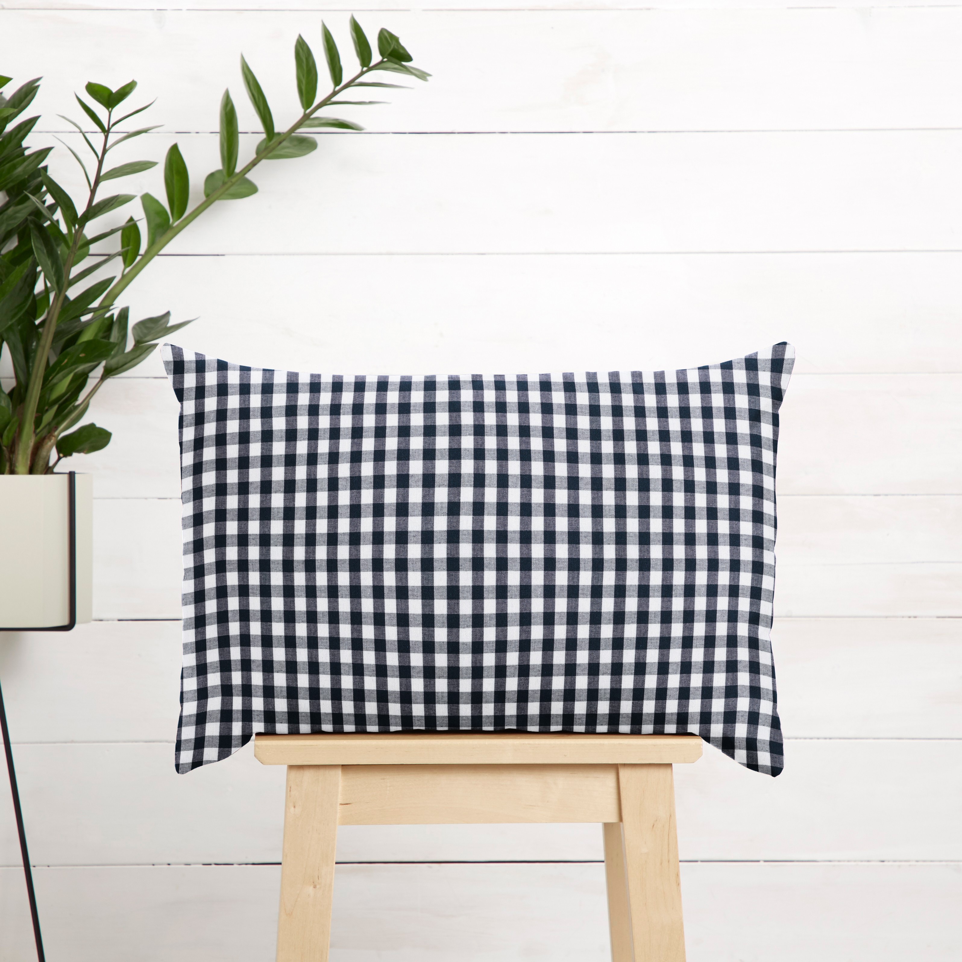 Tissu en coton Vichy à carreaux 1 cm – bleu noir/blanc