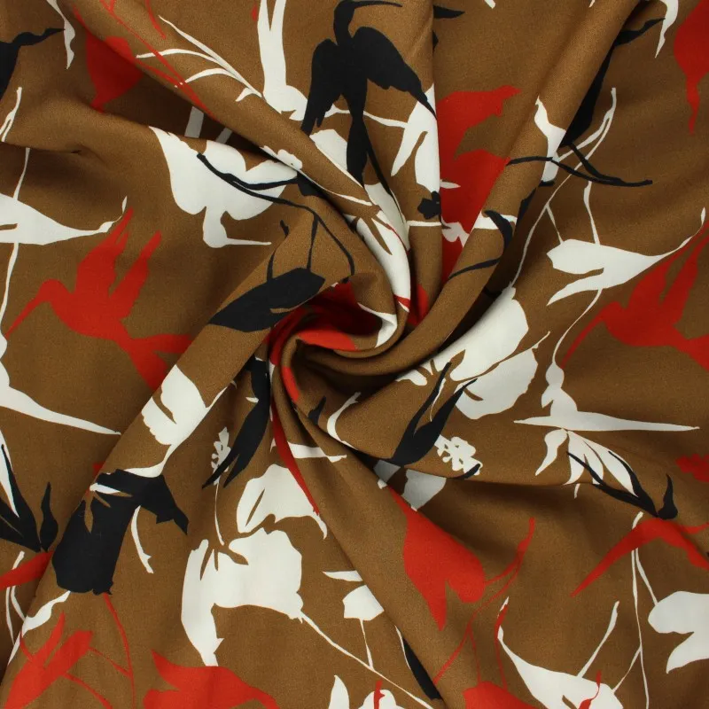 Viscose Fabric Hummingbird Print - Camel