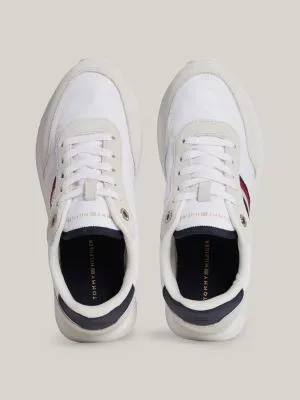 Tommy Hilfiger White Suede Global Stripe Essential Sneakers