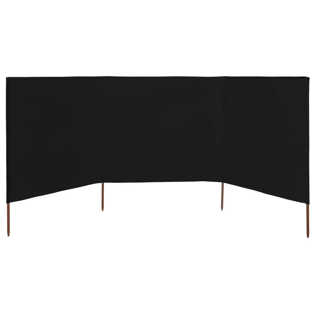 vidaXL Paravent 3 panneaux Tissu 400 x 120 cm Noir | vidaxl-fr