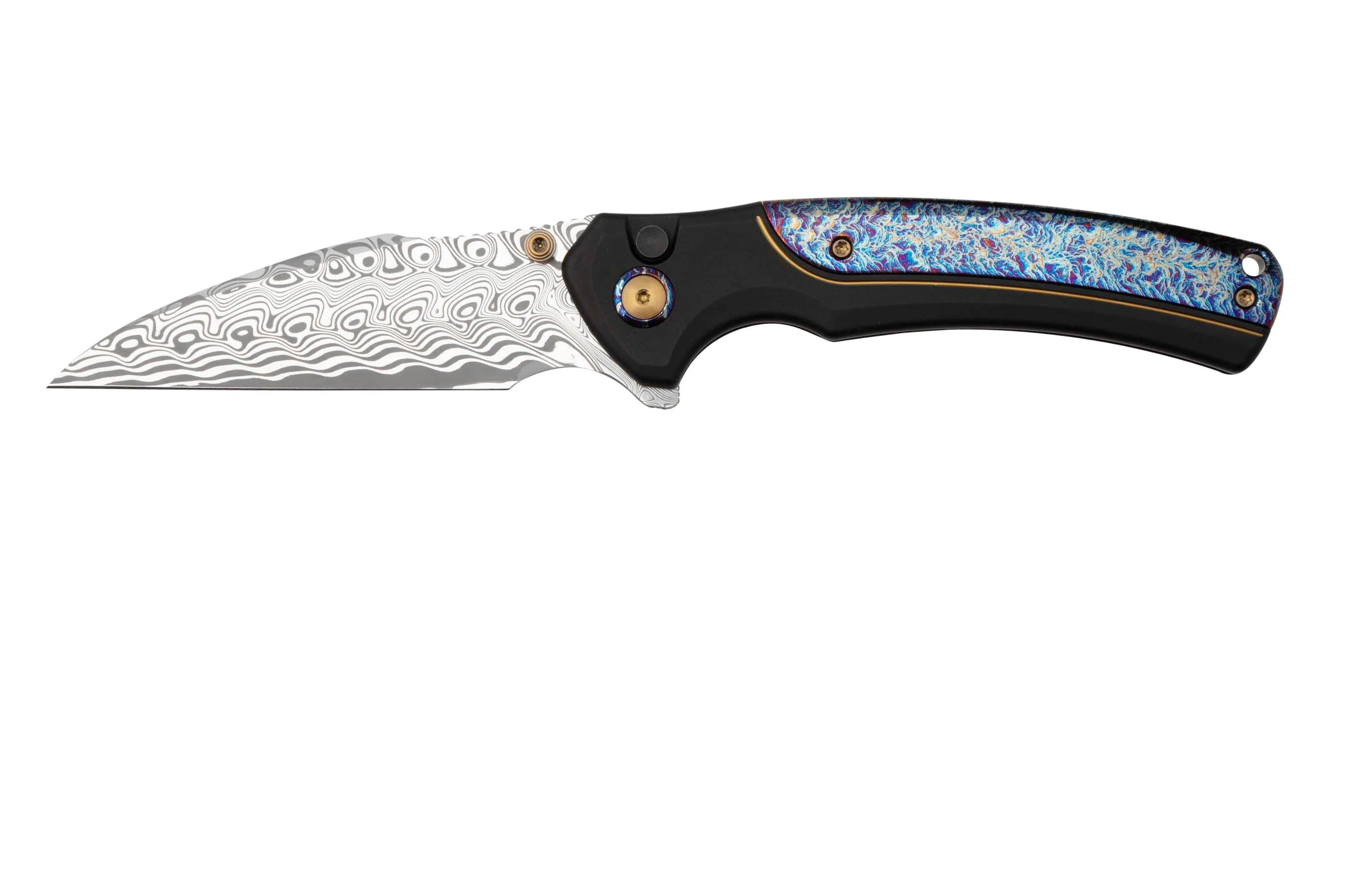 WE Knife Ziffius, WE22024D-DS1 Limited Edition, Flamed Titanium Spacer, Hakkapella Damasteel, couteau de poche