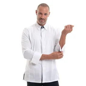 White Chef Jacket with Shirt Collar Temi - ROBUR